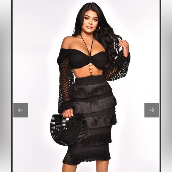 Fringe Skirt Set Black - Picture 3 of 6